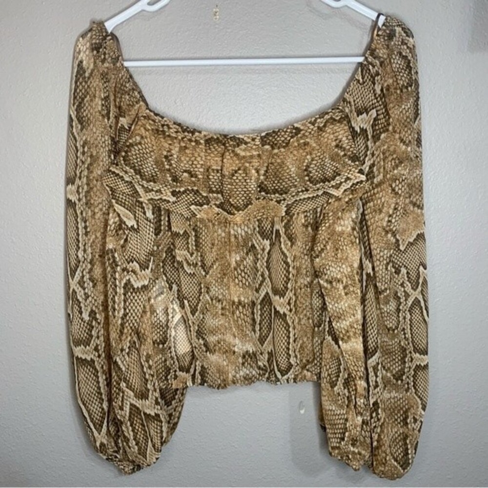 ZARA snake print sheer balloon sleeve blouse women’s size small - Picture 3 of 5